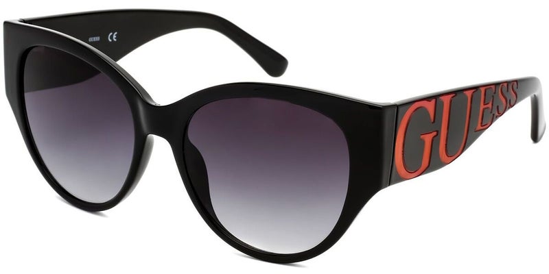 GUESS GF6118 01B Designer Women Sunglasses – Trendsetting Fashion Eyewear, Iconic Logo Cat Eye Shiny Black Frame Design, with Smoked Lenses for UV Protection - Image 3